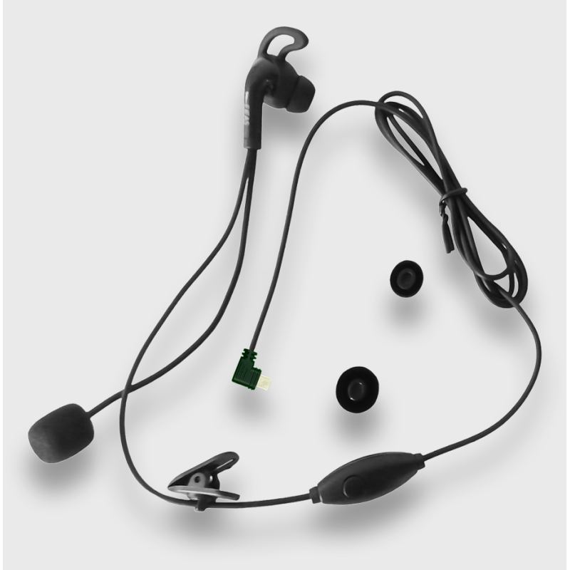 Casque micro oreillette avec bouton push to talk cravate