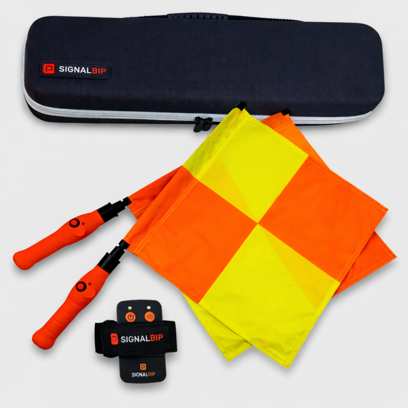 Kit de drapeaux électroniques avec poignée Oranges pour arbitres
